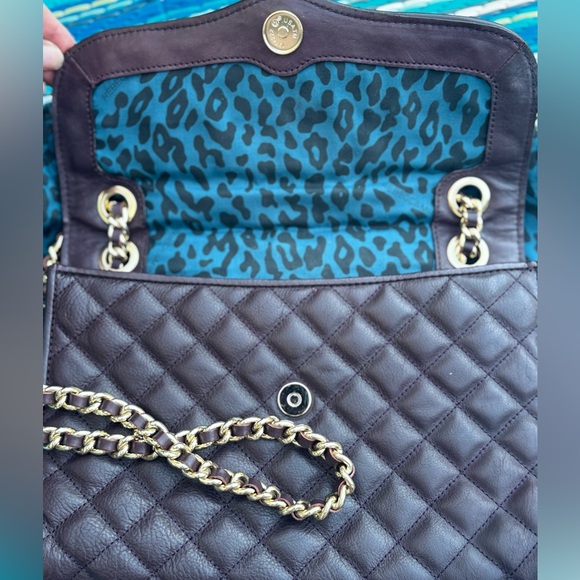 Rebecca Minkoff A Quilted Affair envelope clutch eggplant leather & gold chain - Picture 8 of 10